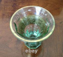Moser Fine 1900's Green Cut Glass Beaker-vase W-gold Warrior Frieze Rare, Nice