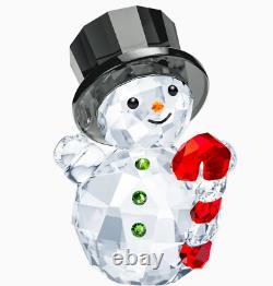 Nouveau En Boîte Swarovski Snowman Avec Candy Cane Noël #5464886