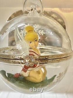 Ornement de Noël en verre à charnière Tinkerbell Disney RARE Édition Limitée