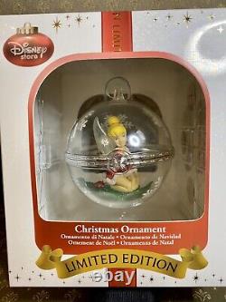 Ornement de Noël en verre à charnière Tinkerbell Disney RARE Édition Limitée