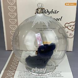 Ours en peluche de Noël Steiff en édition limitée dans une boule en verre 8cm Bleu EAN656231