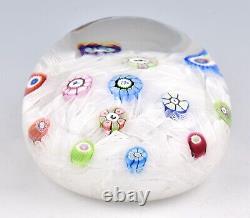 Perthshire 1980 Millefiori & Silhouette Canes Sur Muslin Ground Glass Paperweight