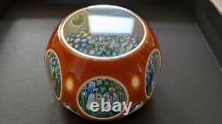 Perthshire Paperweight 1981h Amber Double Overlay Closepack Millefiori Le Ce