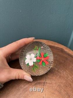 Poids de papier en verre clair Bouquet de Noël 1984 de Perthshire Édition Limitée
