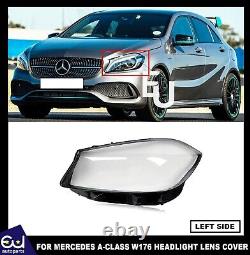 Pour Mercedes Benz A Class W176 2016-2018 Couvercle en verre de la lentille du phare gauche