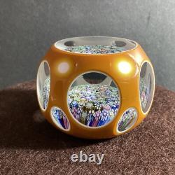 Presse-papiers en verre d'Amber à double superposition facetté Millefiori de Perthshire, édition limitée avec certificat