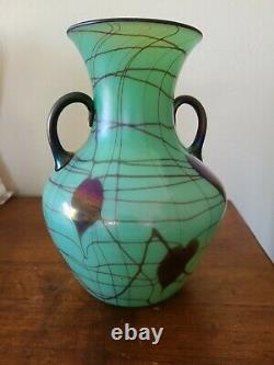 Rare 1925 Fenton Cœurs Suspendus 9 Vase Irritant Vert Antique Hors Ligne Main
