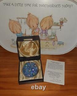 Rare Édition Limitée ANIMAUX LATTICINIO PERTHSHIRE BLEU CLAIR 1976 Poids de Papier
