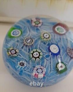 Rare Édition Limitée ANIMAUX LATTICINIO PERTHSHIRE BLEU CLAIR 1976 Poids de Papier