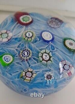Rare Édition Limitée ANIMAUX LATTICINIO PERTHSHIRE BLEU CLAIR 1976 Poids de Papier