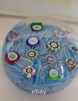 Rare Édition Limitée ANIMAUX LATTICINIO PERTHSHIRE BLEU CLAIR 1976 Poids de Papier