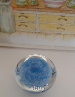 Rare Édition Limitée ANIMAUX LATTICINIO PERTHSHIRE BLEU CLAIR 1976 Poids de Papier