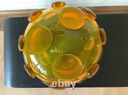 Rare Jaune Blenko Signé Blob Vase #597- Bol De Rose Taillé Wayne Husted 1959