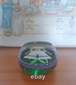 Rare L. E. PERTHSHIRE Millefiori CLOCHES DE NOËL VERTES 1994 Poids de papier