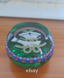 Rare L. E. PERTHSHIRE Millefiori CLOCHES DE NOËL VERTES 1994 Poids de papier
