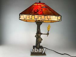 Rare Limited Edition Goofy 65th Anniversary Stained Glass Lamp Nouveau