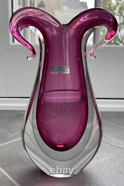 Rare Limited Edition Waterford Evolution Vase Bouche À La Main Blown Rose Violet 9.5