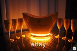 Seau à champagne Veuve Clicquot Édition Limitée avec lumières LED + 6 verres