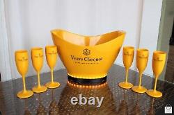 Seau à champagne Veuve Clicquot Édition Limitée avec lumières LED + 6 verres
