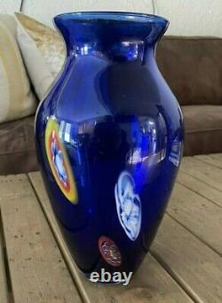 Silvano Signoretto Vintage Blue Hand-blown Murano Glass Vase Neavecsigné