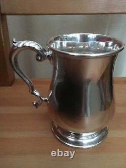 Sterling Silver Tankard Pinte Tasse Par G & Sco Ltd London 925 Verre Qui 458.5g