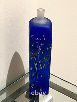 Vase Grand Confetti Bleu Kosta Boda Square Bertil Vallien Signé Édition Limitée