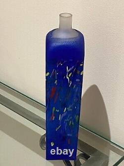 Vase Grand Confetti Bleu Kosta Boda Square Bertil Vallien Signé Édition Limitée
