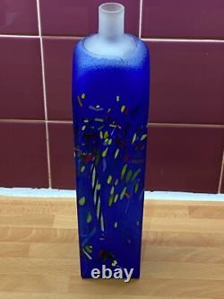 Vase Grand Confetti Bleu Kosta Boda Square Bertil Vallien Signé Édition Limitée