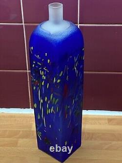 Vase Grand Confetti Bleu Kosta Boda Square Bertil Vallien Signé Édition Limitée