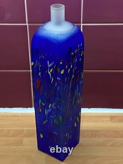 Vase Grand Confetti Bleu Kosta Boda Square Bertil Vallien Signé Édition Limitée
