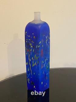 Vase Grand Confetti Bleu Kosta Boda Square Bertil Vallien Signé Édition Limitée