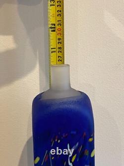 Vase Grand Confetti Bleu Kosta Boda Square Bertil Vallien Signé Édition Limitée