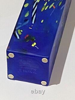 Vase Grand Confetti Bleu Kosta Boda Square Bertil Vallien Signé Édition Limitée
