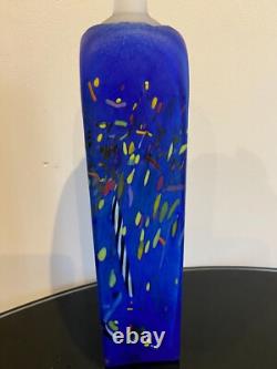 Vase Grand Confetti Bleu Kosta Boda Square Bertil Vallien Signé Édition Limitée