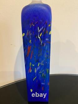 Vase Grand Confetti Bleu Kosta Boda Square Bertil Vallien Signé Édition Limitée