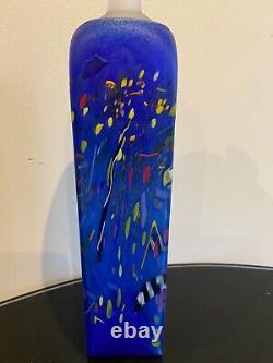 Vase Grand Confetti Bleu Kosta Boda Square Bertil Vallien Signé Édition Limitée