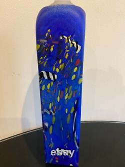 Vase Grand Confetti Bleu Kosta Boda Square Bertil Vallien Signé Édition Limitée