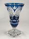 Vase En Cristal Bleu Superposé Val Saint Lambert 1995 Édition Limitée 103/150