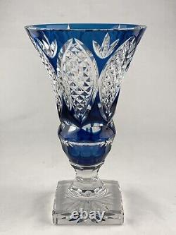 Vase en cristal bleu superposé VAL SAINT LAMBERT 1995 Édition limitée 103/150