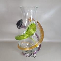 Vase en verre art Fusion Z avec des tourbillons modernes signé Scarborough Édition limitée numéro bas