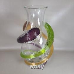 Vase en verre art Fusion Z avec des tourbillons modernes signé Scarborough Édition limitée numéro bas