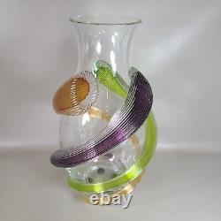 Vase en verre art Fusion Z avec des tourbillons modernes signé Scarborough Édition limitée numéro bas