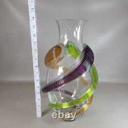 Vase en verre art Fusion Z avec des tourbillons modernes signé Scarborough Édition limitée numéro bas