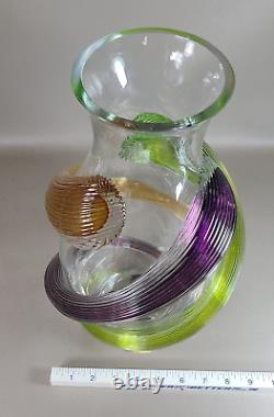 Vase en verre art Fusion Z avec des tourbillons modernes signé Scarborough Édition limitée numéro bas