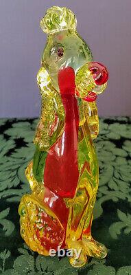 Vaseline Glass Murano Perfect Poodle 40's Withred Cased Green Glass Beauty