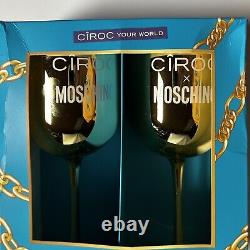 Verres à cocktail Ciroc x Moschino Gold Wine Goblets Scellés Neuf dans la boîte Édition Limitée