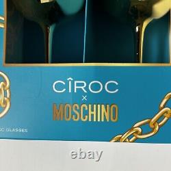 Verres à cocktail Ciroc x Moschino Gold Wine Goblets Scellés Neuf dans la boîte Édition Limitée