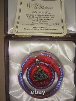 Whitefriars Rare Limited Edition Christmas Tree Art Glass Paperweight Boxed